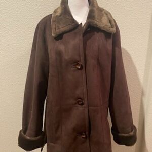 NWOT Appleseed's Brown 100 Polyester Brown Coat Size L